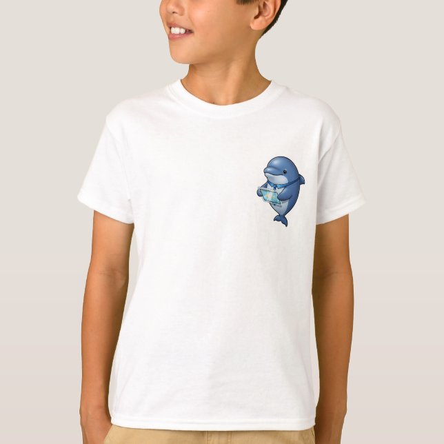 Professional Business Dolphin Tablet Blue Kids T-Shirt (Front)