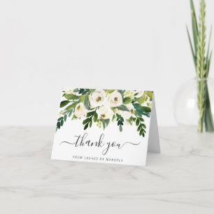 Professional Business Elegant Floral and Greenery Letterpress Thank You Card