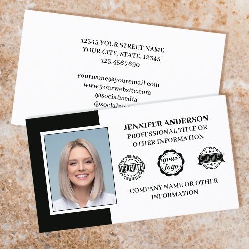 Professional Business Employee Custom Photo Black Business Card