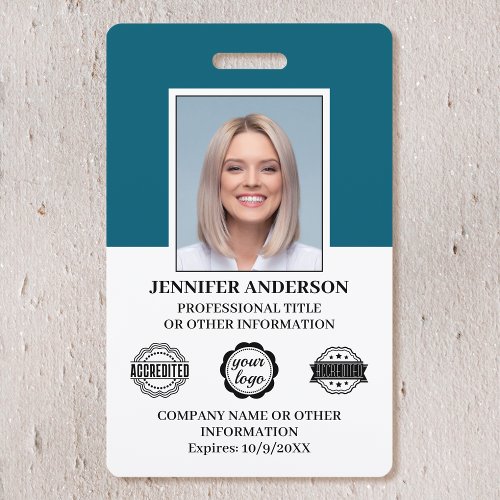Professional Business Employee ID Security Teal Badge