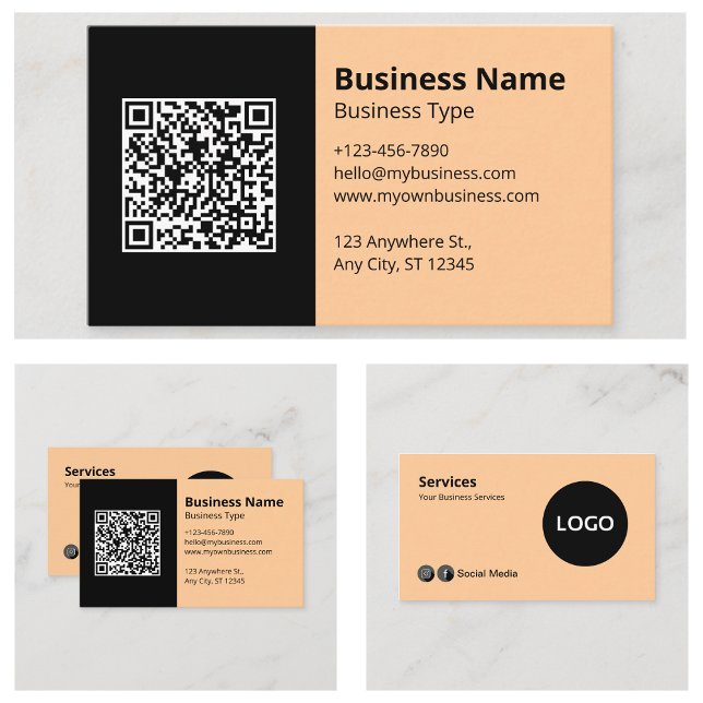 Professional Business Information Logo QR Code Card (Professional Business Information Logo QR Code Business Cards)