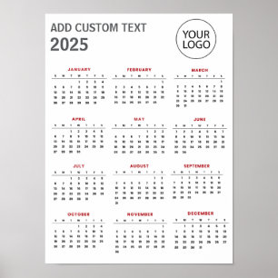Professional Business Logo and Text 2025 Calendar Poster