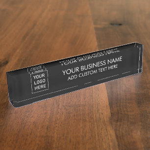 Professional Business Logo and Text Company Black Desk Name Plate
