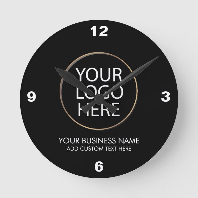 Professional Business Logo and Text Company Black  Round Clock (Front)