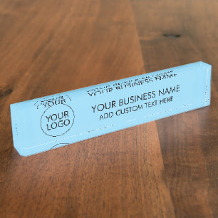 Professional Business Logo and Text Company Blue Desk Name Plate