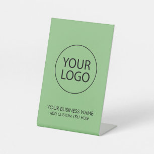 Professional Business Logo and Text Company Green Pedestal Sign