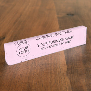 Professional Business Logo and Text Company Pink Desk Name Plate
