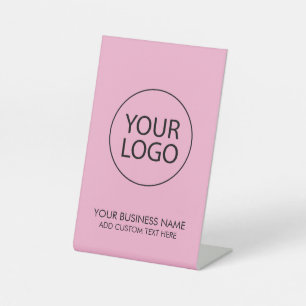 Professional Business Logo and Text Company Pink Pedestal Sign