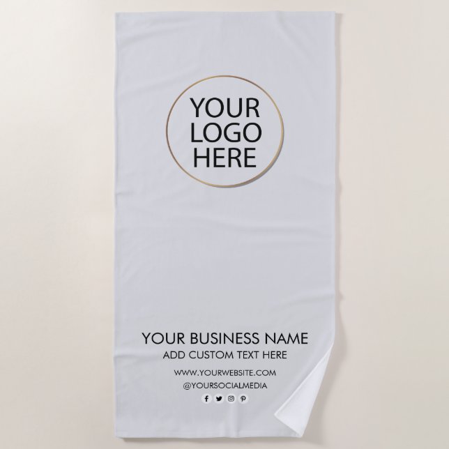 Professional Business Logo and Text Company White Beach Towel (Front)