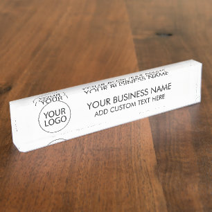 Professional Business Logo and Text Company white Desk Name Plate