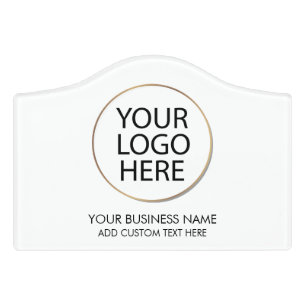 Professional Business Logo and Text Company white Door Sign