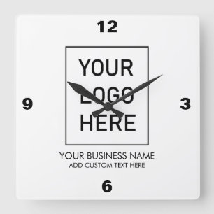 Professional Business Logo and Text Company white Square Wall Clock