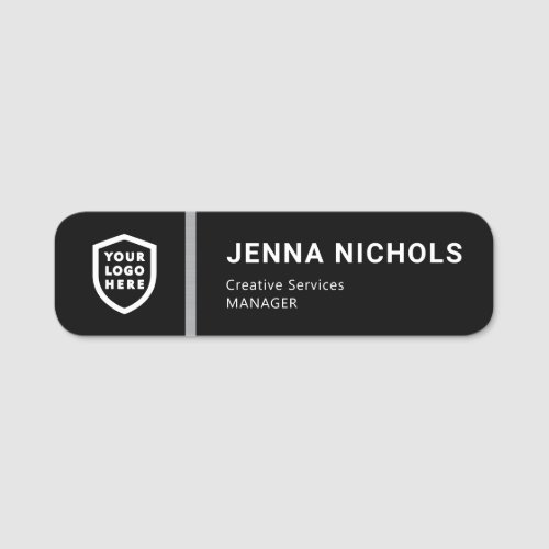 Professional Business Logo  Black Silver Name Tag