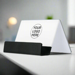 Professional Business Logo Black & White Branded Desk Business Card Holder