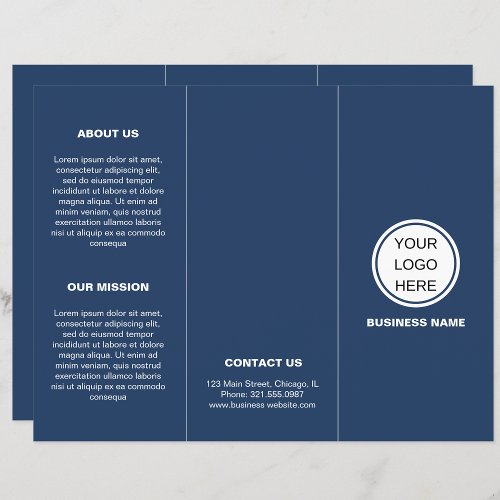 Professional Business Logo Blue Trifold Brochures