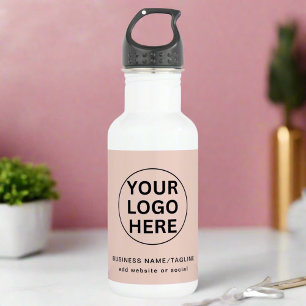 Professional Business logo Blush Pink Branded Stainless Steel Water Bottle