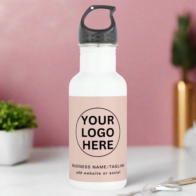 Professional Business logo Blush Pink Branded  Stainless Steel Water Bottle (Creator Uploaded)