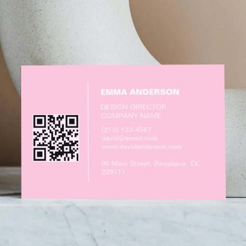 Professional Business logo Bold Pink Qr Code  Business Card