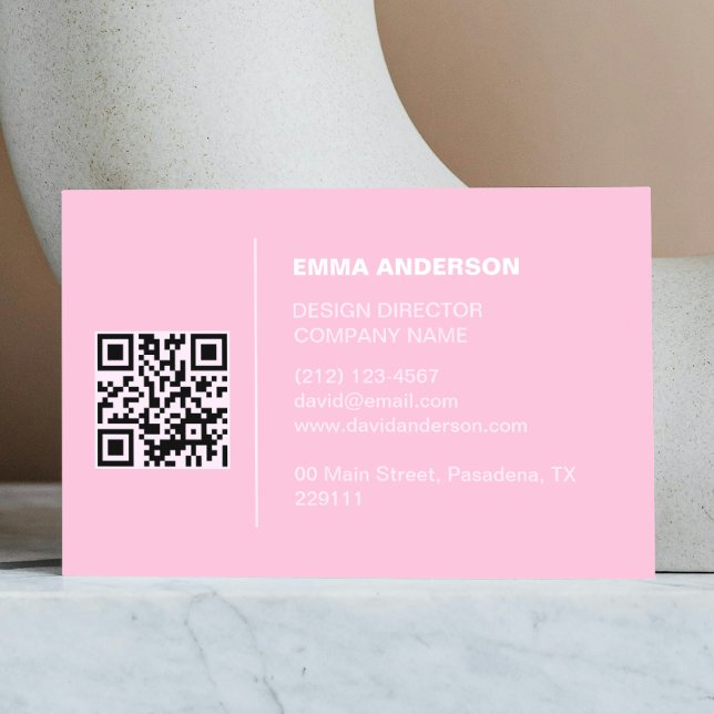 Professional Business logo Bold Pink Qr Code  Business Card (Zazzle Professional Business logo Bold Pink Qr Code  Business Card (Back))