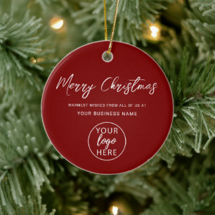 Professional Business Logo Christmas Holiday Ceramic Ornament