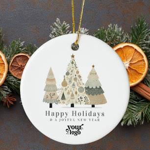 Professional Business Logo Client Gift Christmas Ceramic Ornament