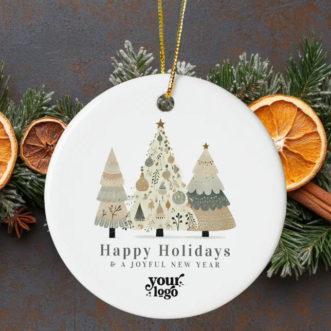 Professional Business Logo Client Gift Christmas Ceramic Ornament Zazzle