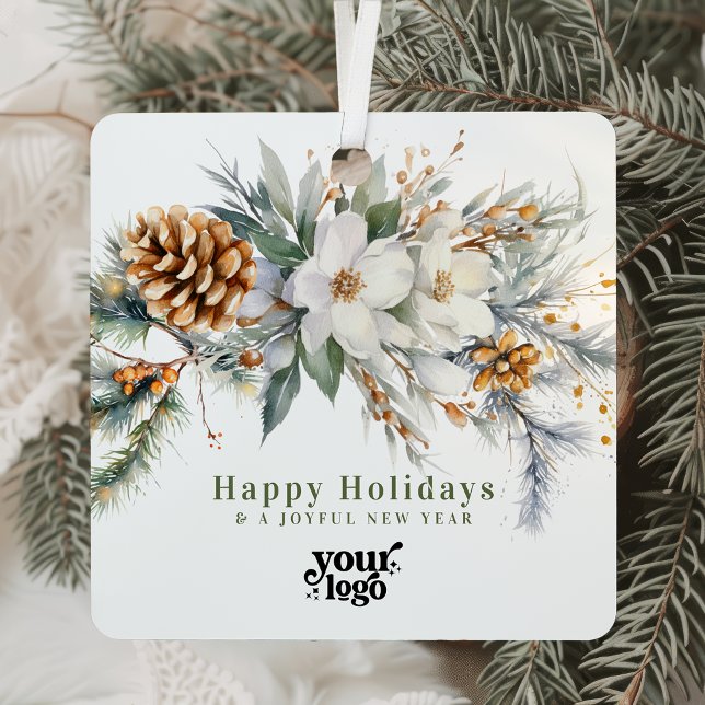 Professional Business Logo Client Gift Christmas Metal Ornament (Creator Uploaded)