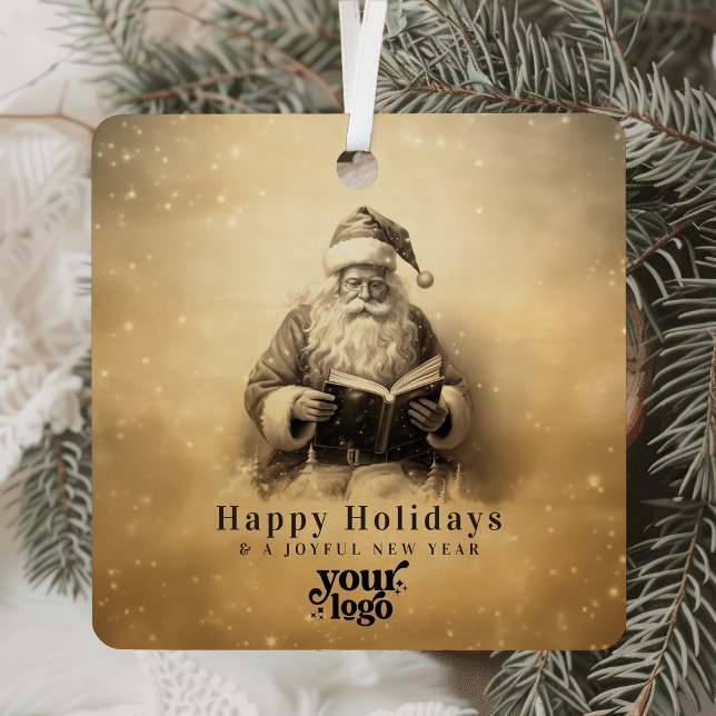 Professional Business Logo Client Gift Christmas Metal Ornament (Creator Uploaded)