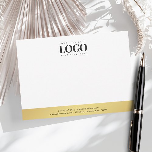 Professional Business Logo Company White and Gold Note Card