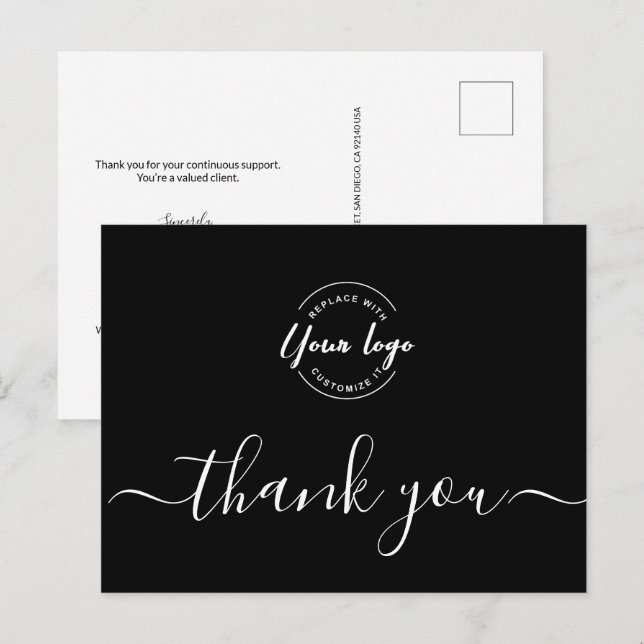 Professional Business Logo Corporate Black white Postcard (Front/Back)