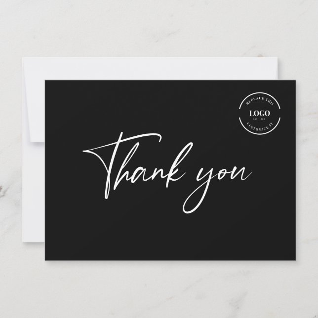 Professional Business logo Customizable Modern Thank You Card (Front)