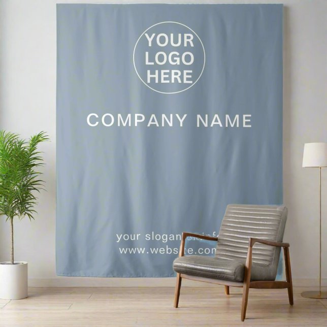 Professional Business Logo Dusty Blue Branded  Tapestry (Creator Uploaded)
