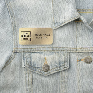 Professional Business Logo Employee Name Gold Tag