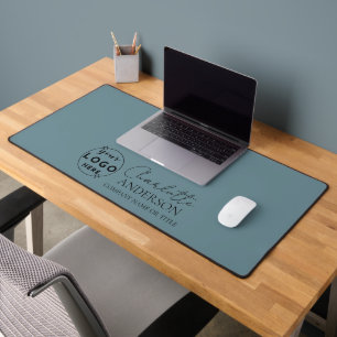 Professional Business Logo Hazy Teal Desk Mat