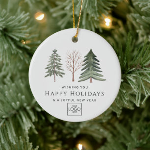 Professional Business Logo Minimalist Christmas Ceramic Ornament