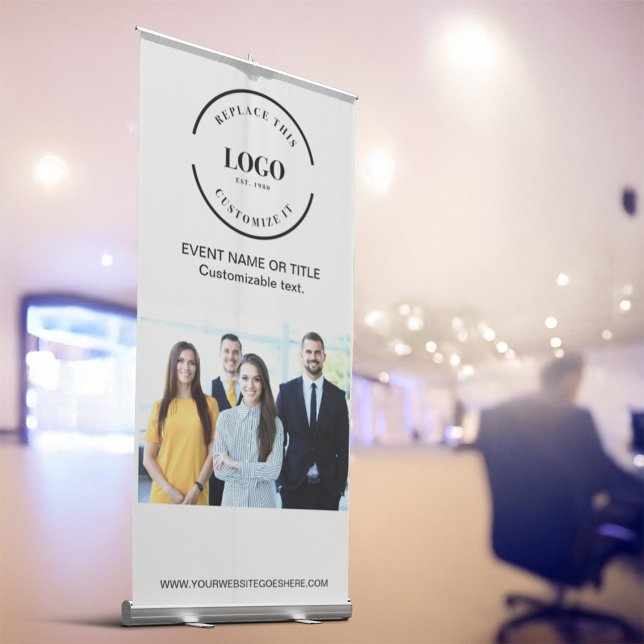 Professional Business Logo Minimalist Custom Photo Retractable Banner (Customizable retractable banner with photo and logo)