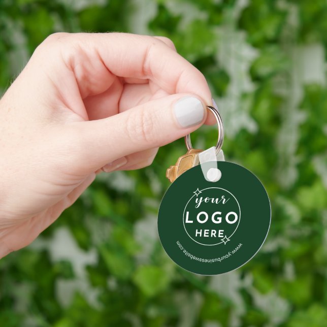 Professional Business Logo Minimalist Green Keychain (Hand)