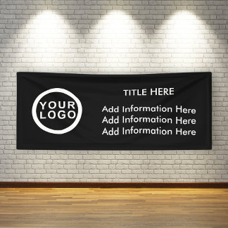 Professional Business Logo Modern Black White Banner