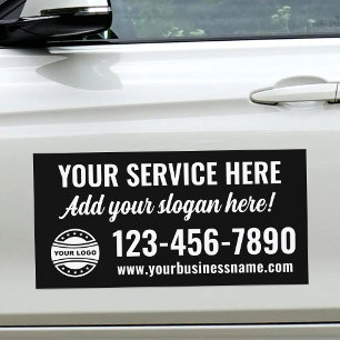 Professional Business Logo Modern Black White Car Magnet