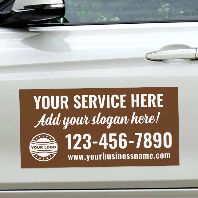 Professional Business Logo Modern Brown White Car Magnet (Creator Uploaded)