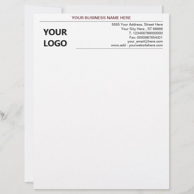 Professional Business Logo Name Address Letterhead (Front)