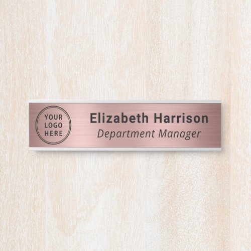 Professional Business Logo Name Rose Gold Door Sign