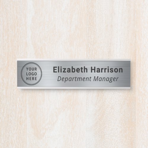 Professional Business Logo Name Silver Door Sign