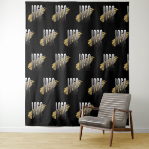 Professional Business Logo On Black Promotional Tapestry