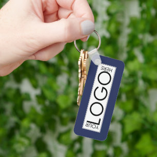 Professional Business Logo Promo QR Code Blue Keychain