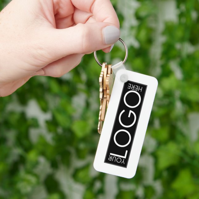Professional Business Logo Promo QR Code White Keychain (Hand)