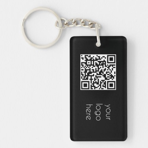 Professional Business Logo QR Code Black  Keychain