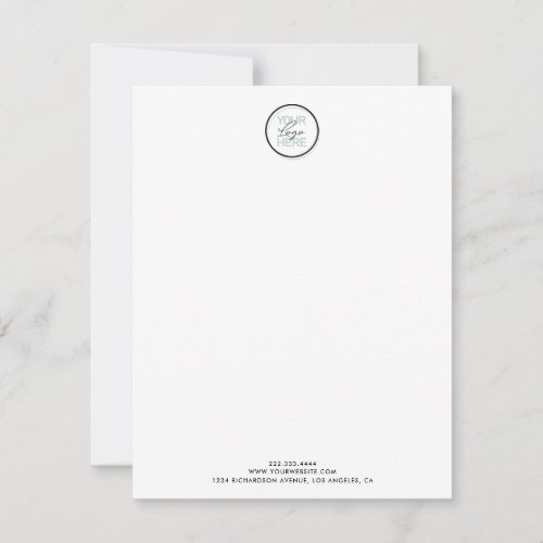 Professional Business Logo QR Code Note Card - Personalized business note card featuring your logo, company details, and a QR code on the back for customers to scan for more details.