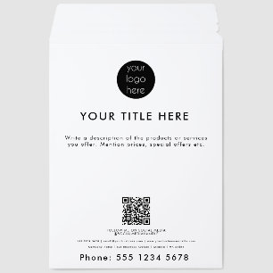 Professional Business Logo QR Code Promotional  Envelope Mailers