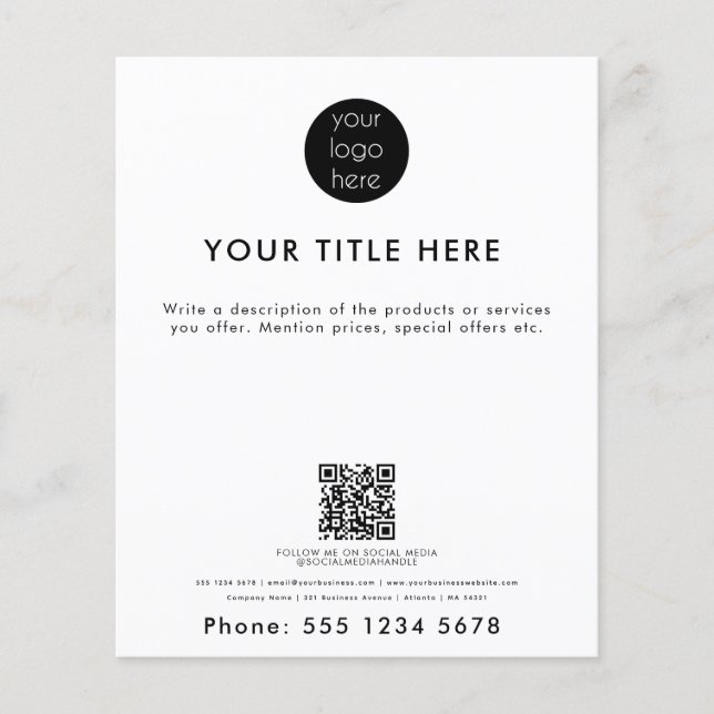 Professional Business Logo QR Code Promotional  Flyer (Front)